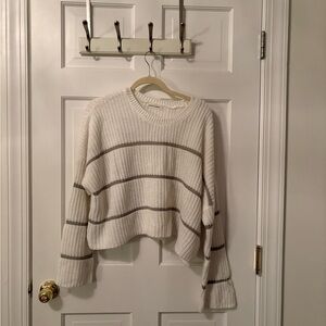 moon & madison Cream and Gray Striped Sweater